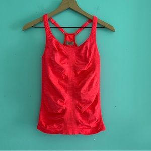 Athleta Tempo Heather Seamless Performance Ruched Hibiscus Workout Tank M Rare